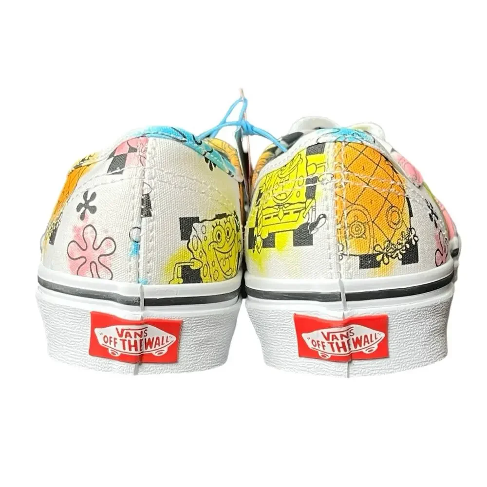 Vans Authentic‎ SpongeBob SquarePants White Checkerboard Airbrush Sneakers sz 6